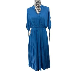 Hudson Gray Vibrant Blue Tiered Maxi Dress | Boho Resort Wear Size M